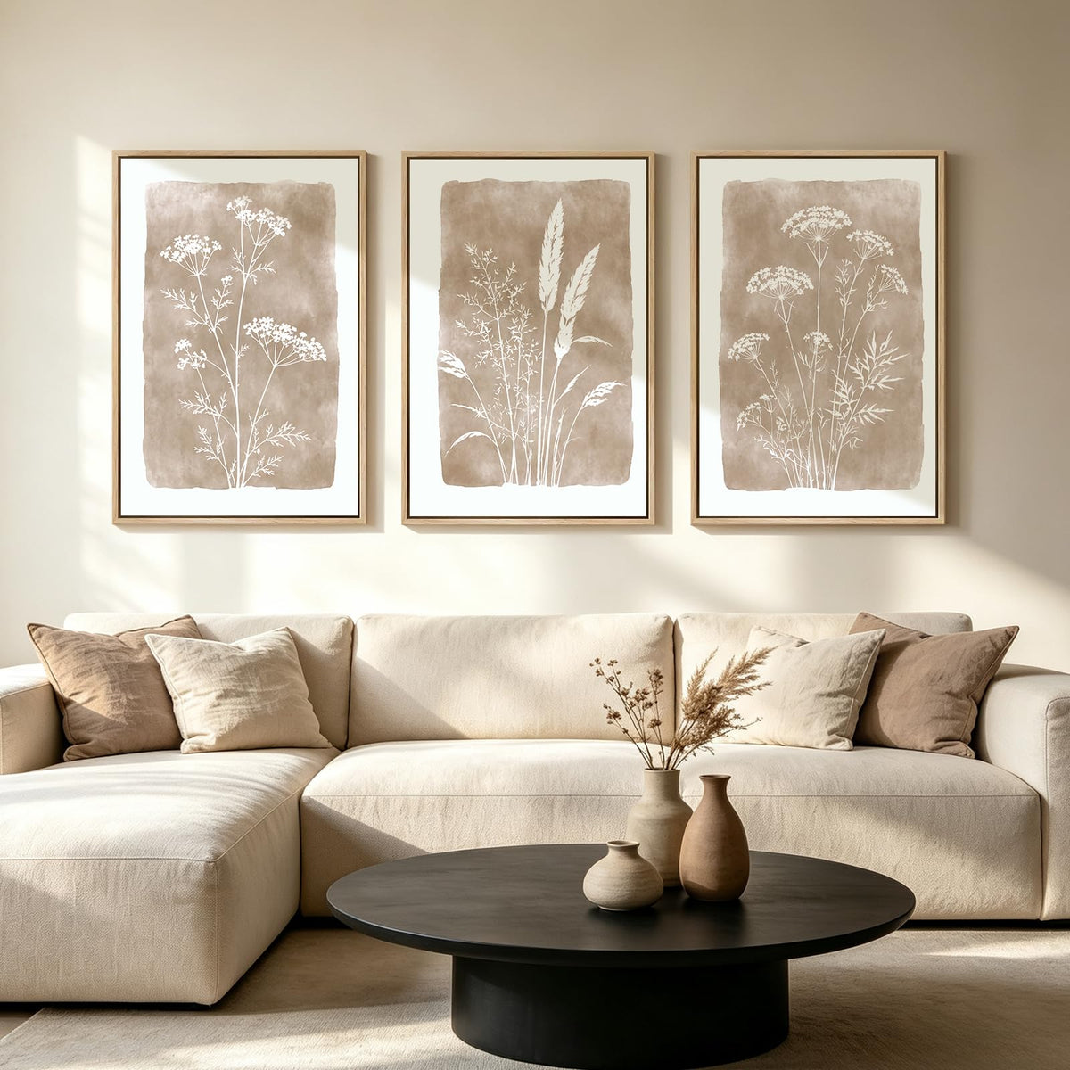 3-Piece Framed Minimalist Canvas Wall Art, 24 x 36 Inch