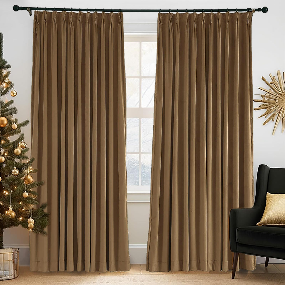 Gewvary Velvet Blackout Pinch Pleat Curtain Panel