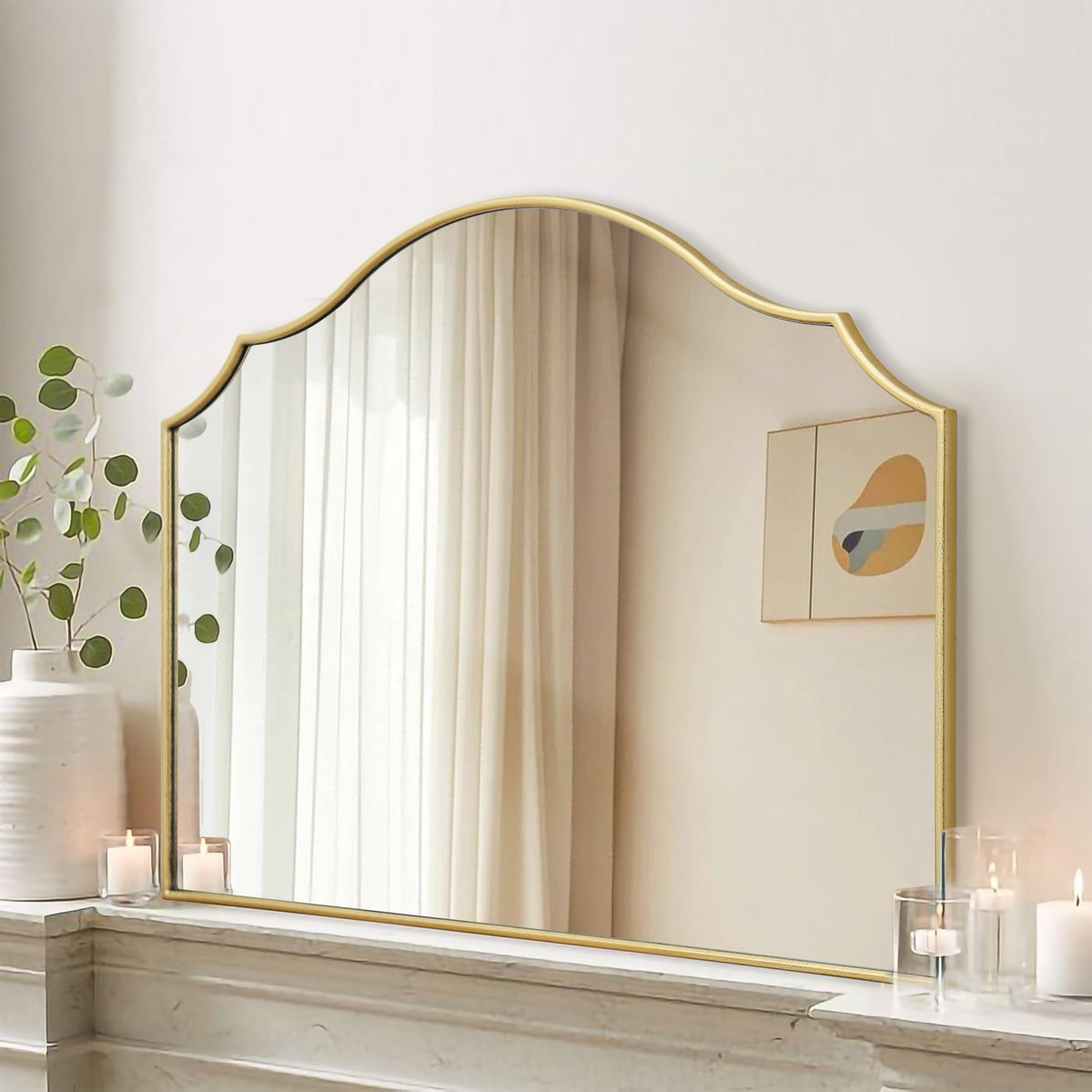 Besdomus Gold Metal Framed Decorative Vanity Wall Mirror