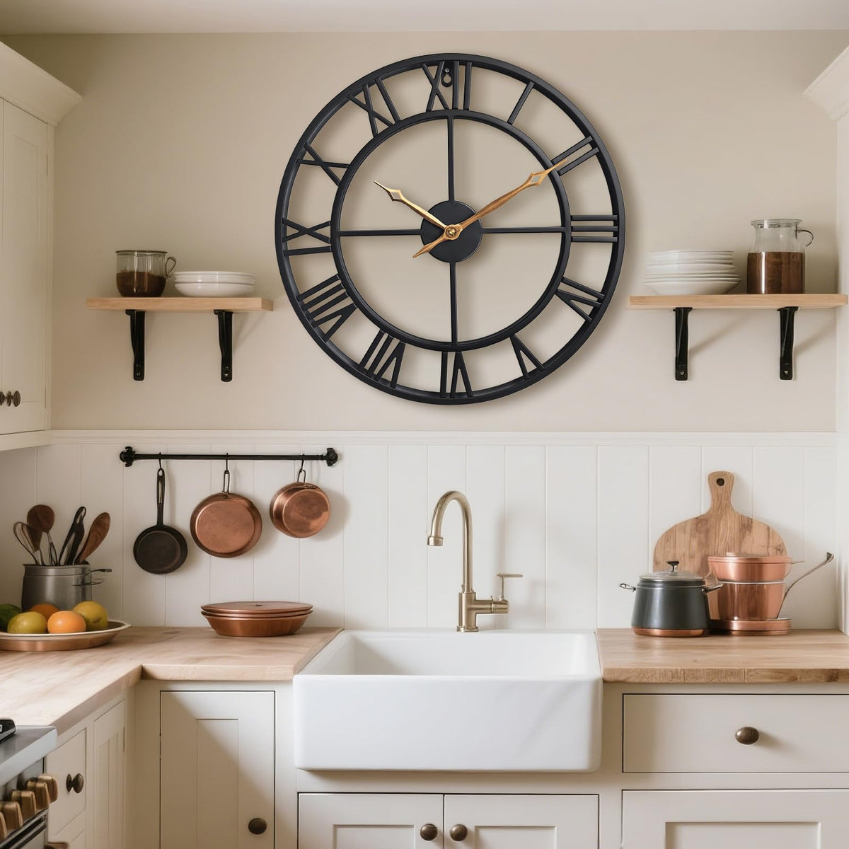 BBALOVEDRE Large Roman Numeral Decorative Metal Wall Clock