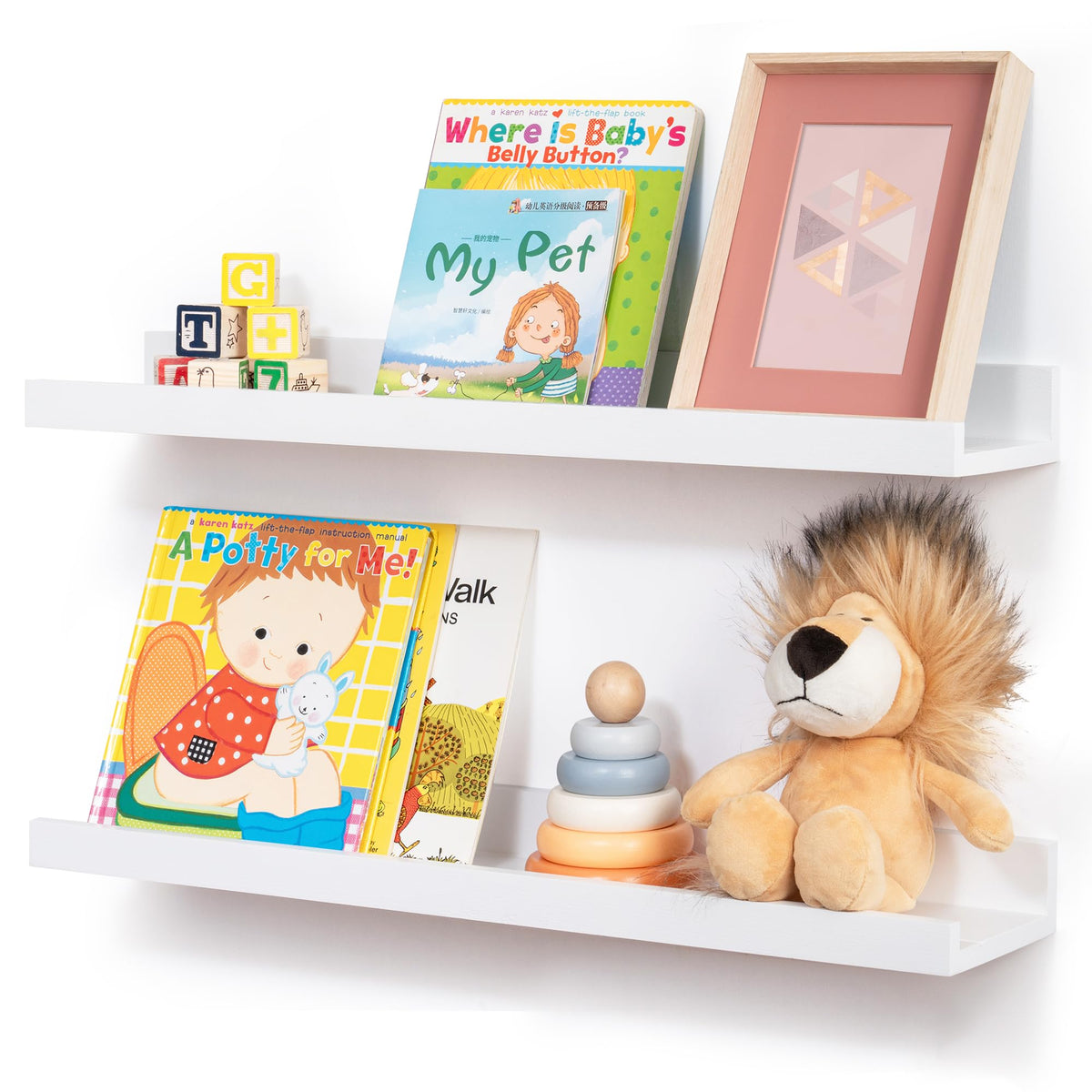 FLYJOE Solid Wood Picture Ledge Display Shelf