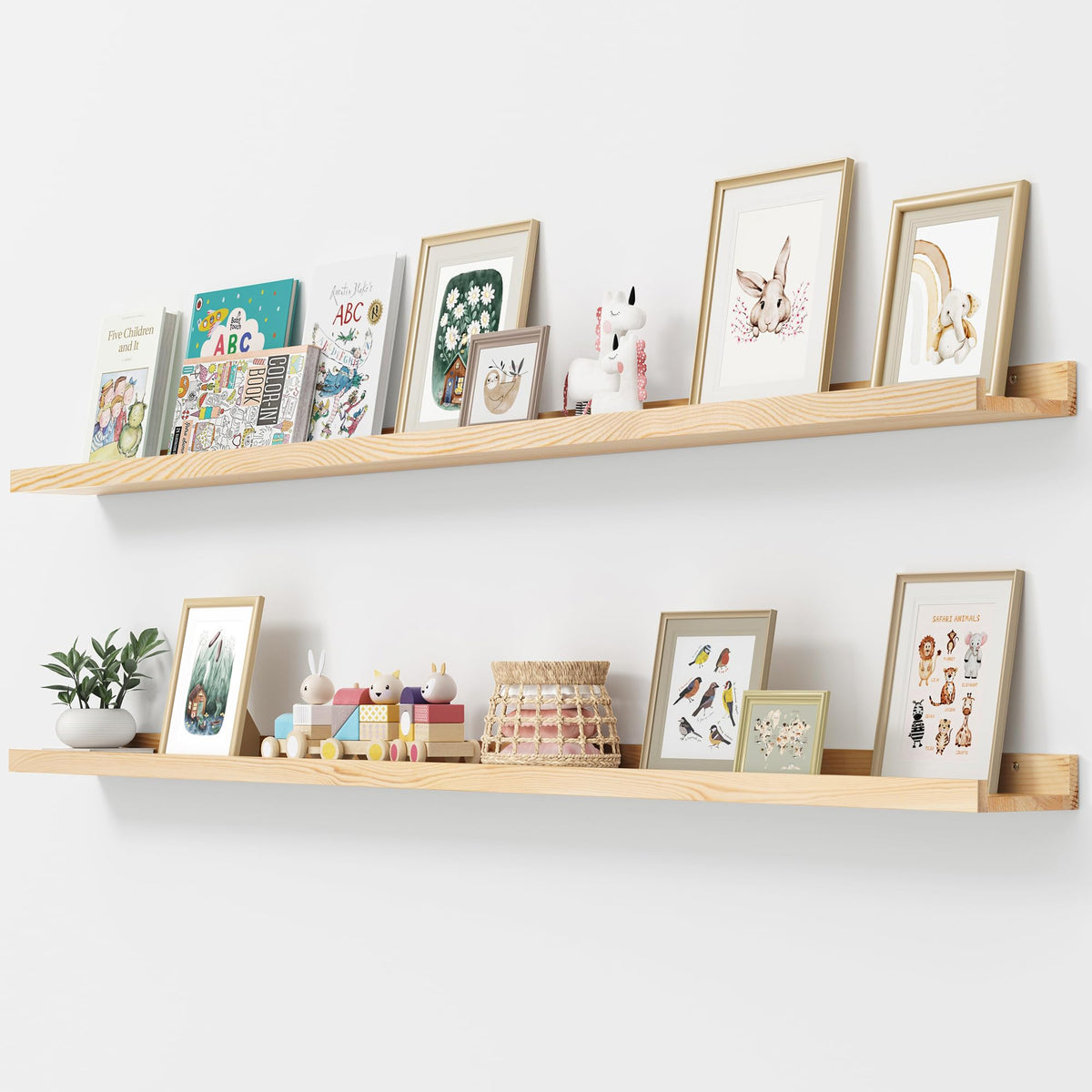 FLYJOE Solid Wood Picture Ledge Display Shelf