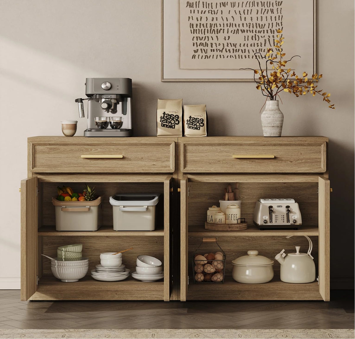 SICOTAS Modern Buffet Sideboard Cabinet with Doors & Shelves