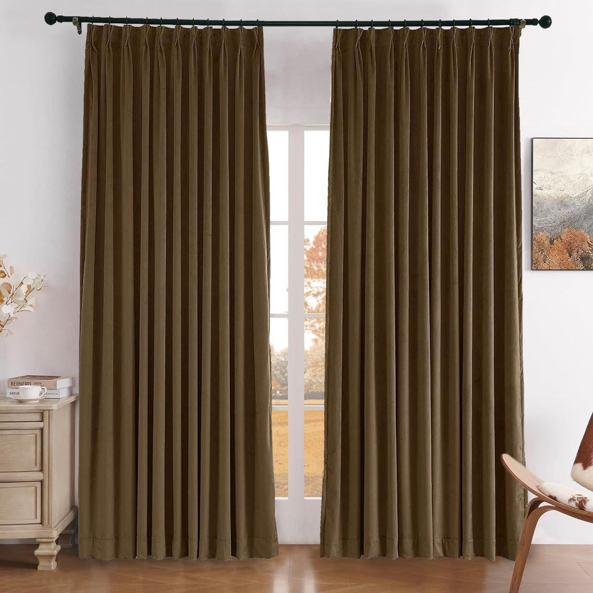 Gewvary Velvet Blackout Pinch Pleat Curtain Panel
