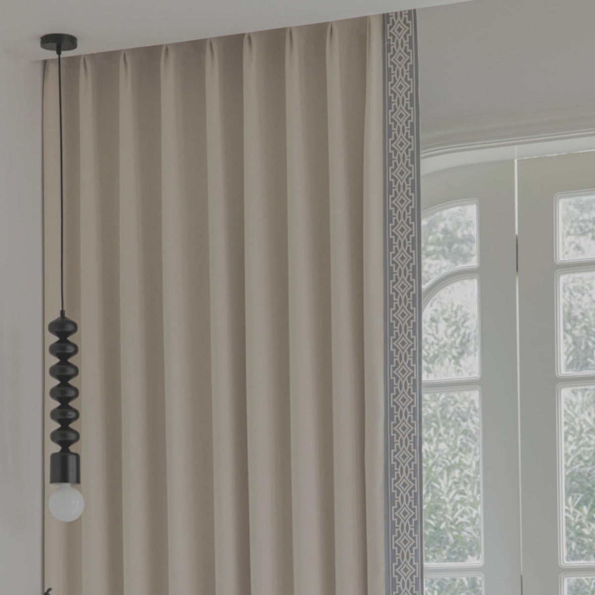 Embroidered Blackout Pinch Pleat Curtain Panels
