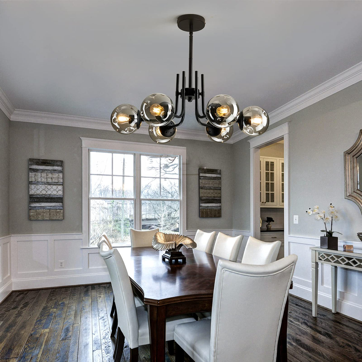 Modern Glass Globe Chandelier Ceiling Light Fixture