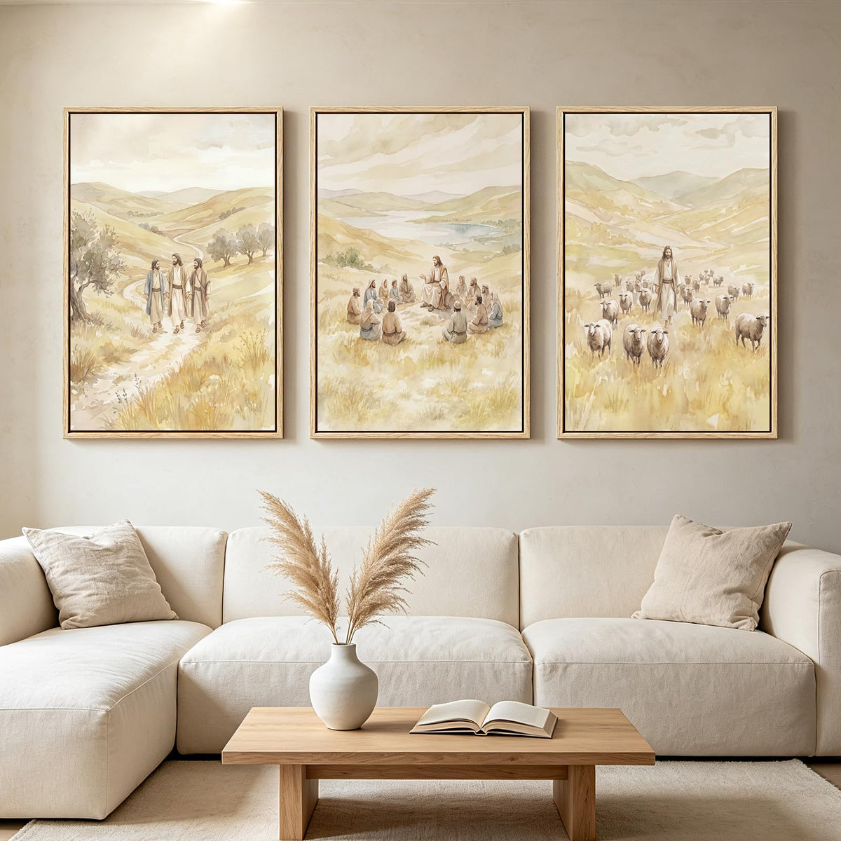 3-Piece Framed Minimalist Canvas Wall Art, 24 x 36 Inch