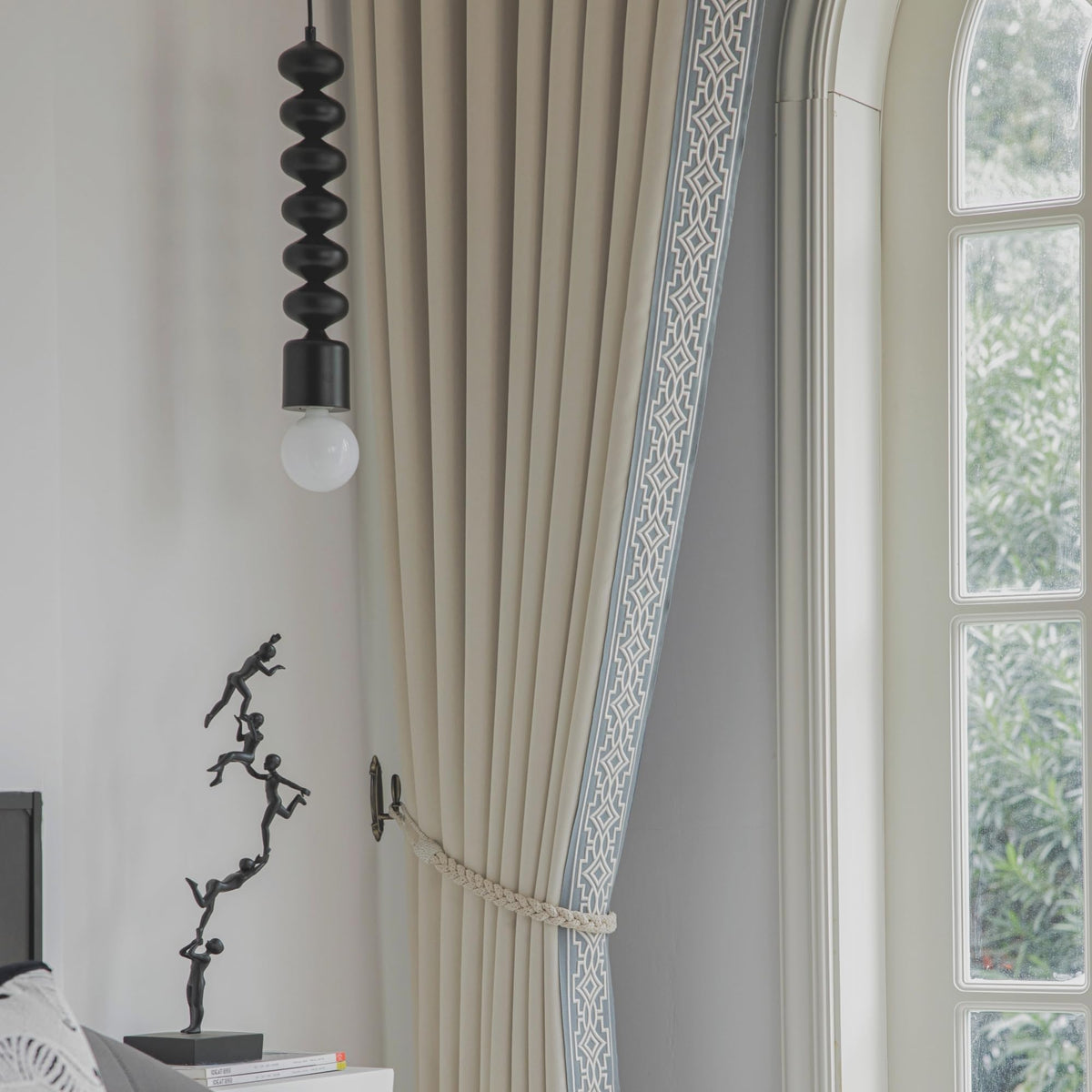 Embroidered Blackout Pinch Pleat Curtain Panels