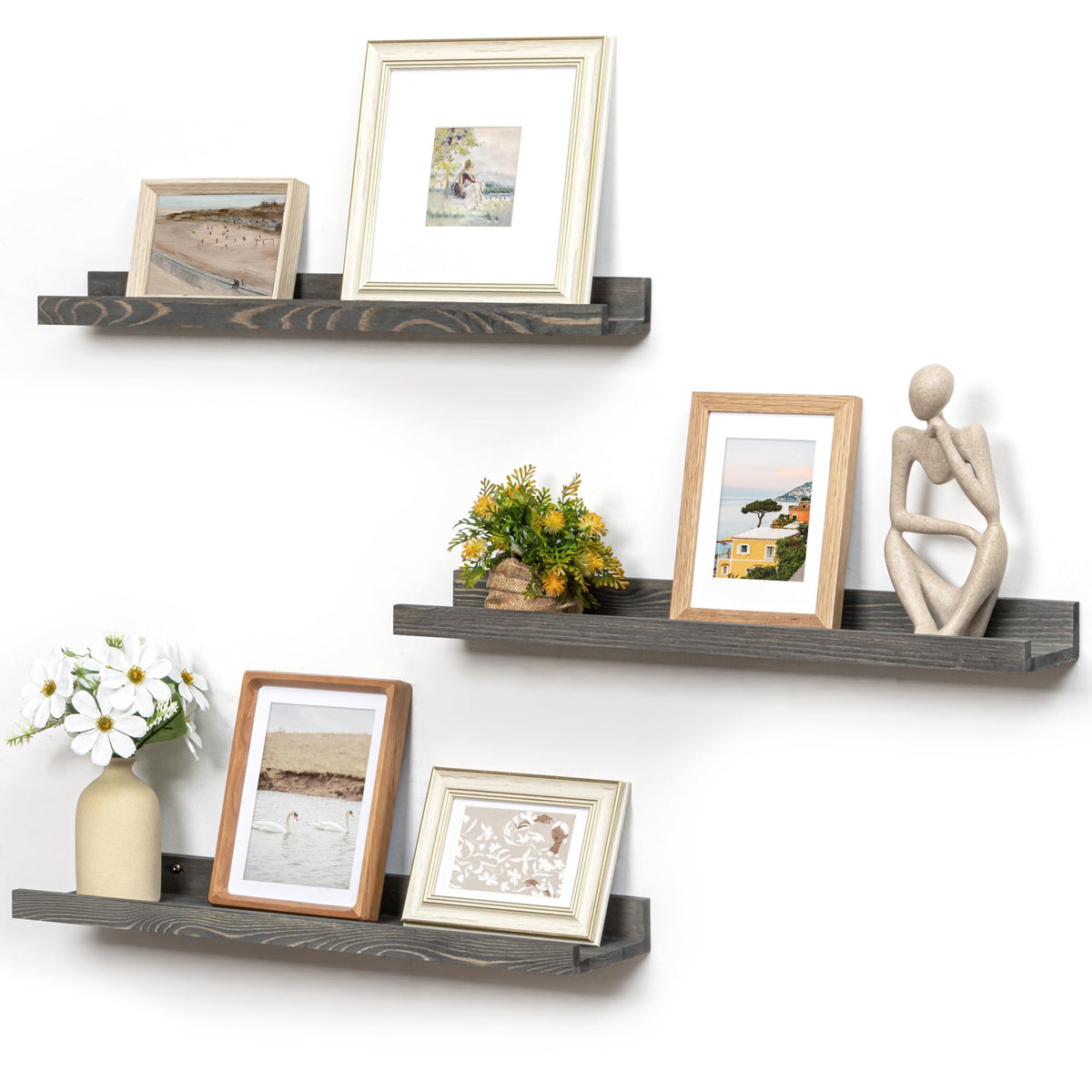 FLYJOE Solid Wood Picture Ledge Display Shelf