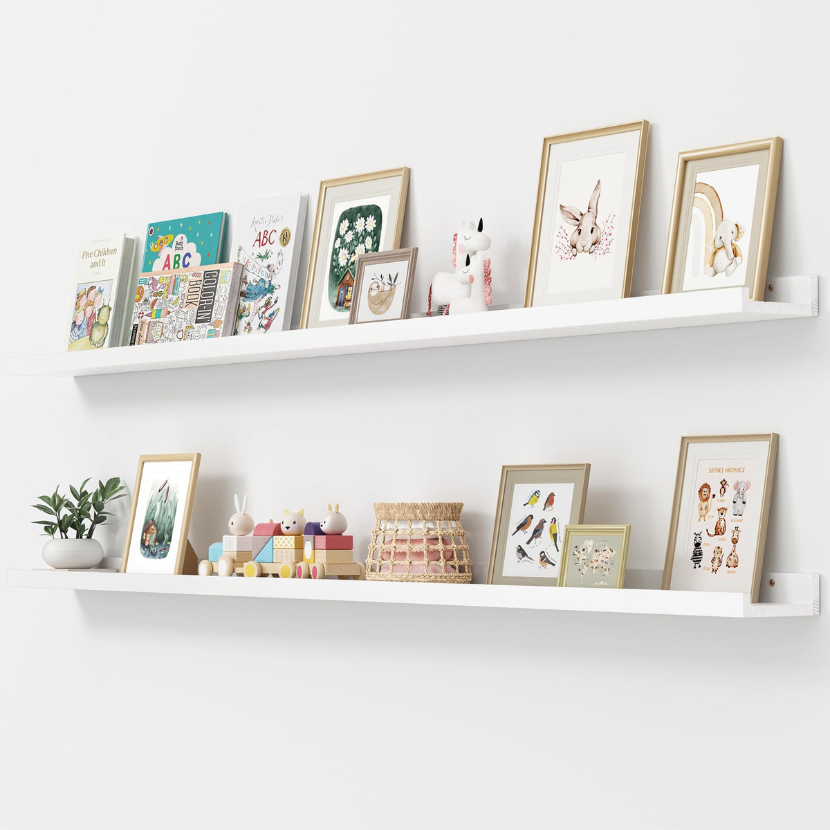 FLYJOE Solid Wood Picture Ledge Display Shelf