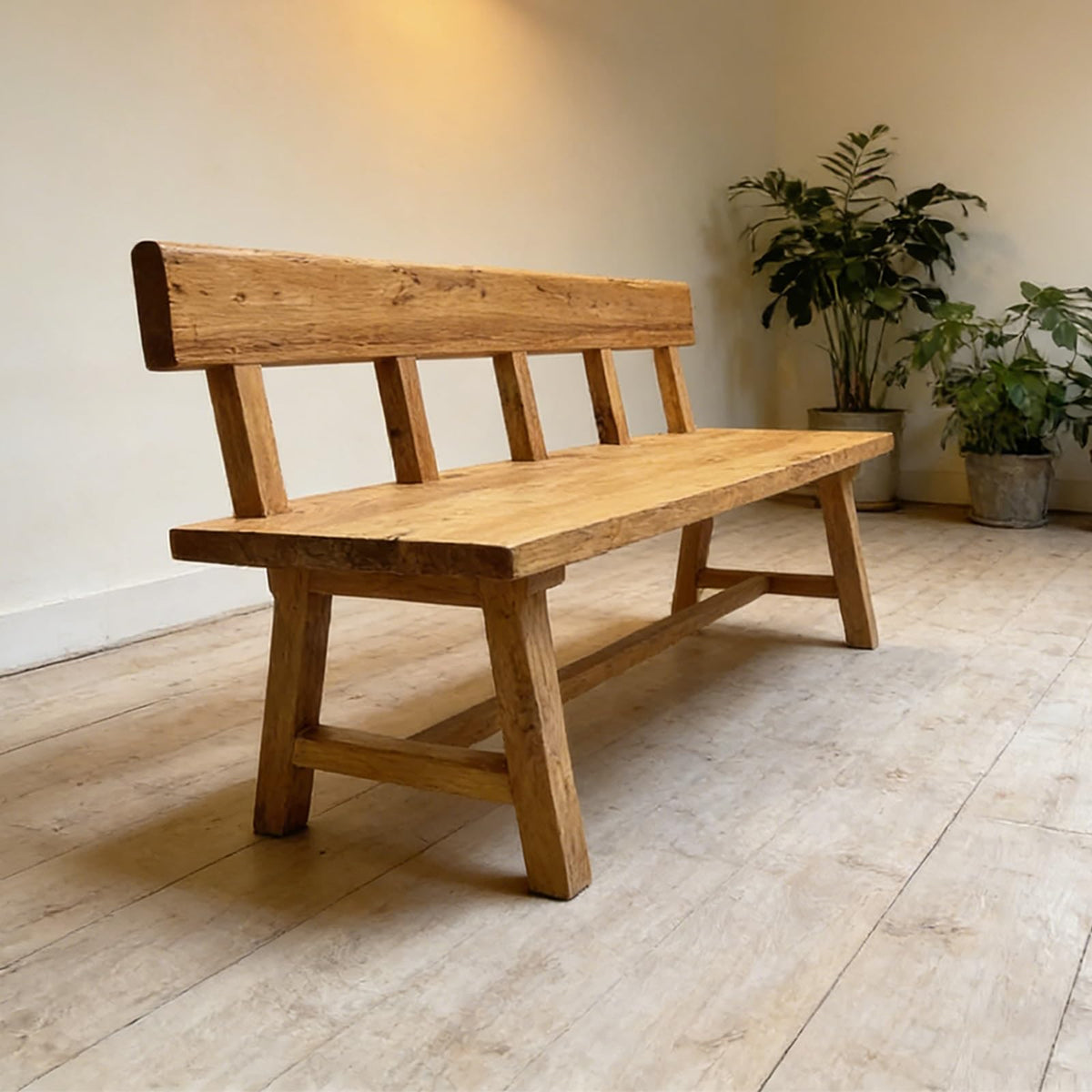 CJWKXQOL Solid Wood Farmhouse Entryway Bench with Triangular Legs
