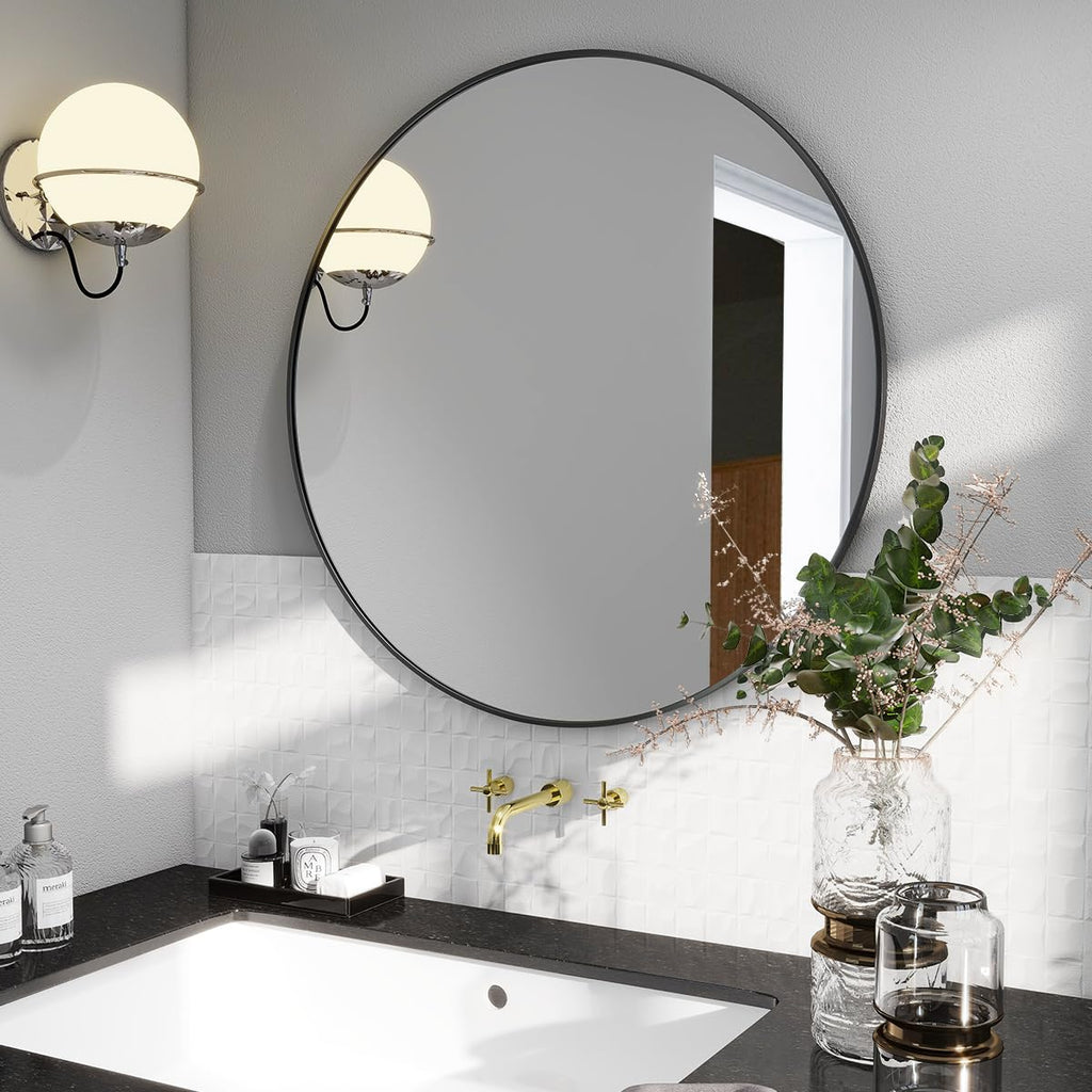 BEAUTYPEAK Round Metal Frame Decorative Wall Mirror