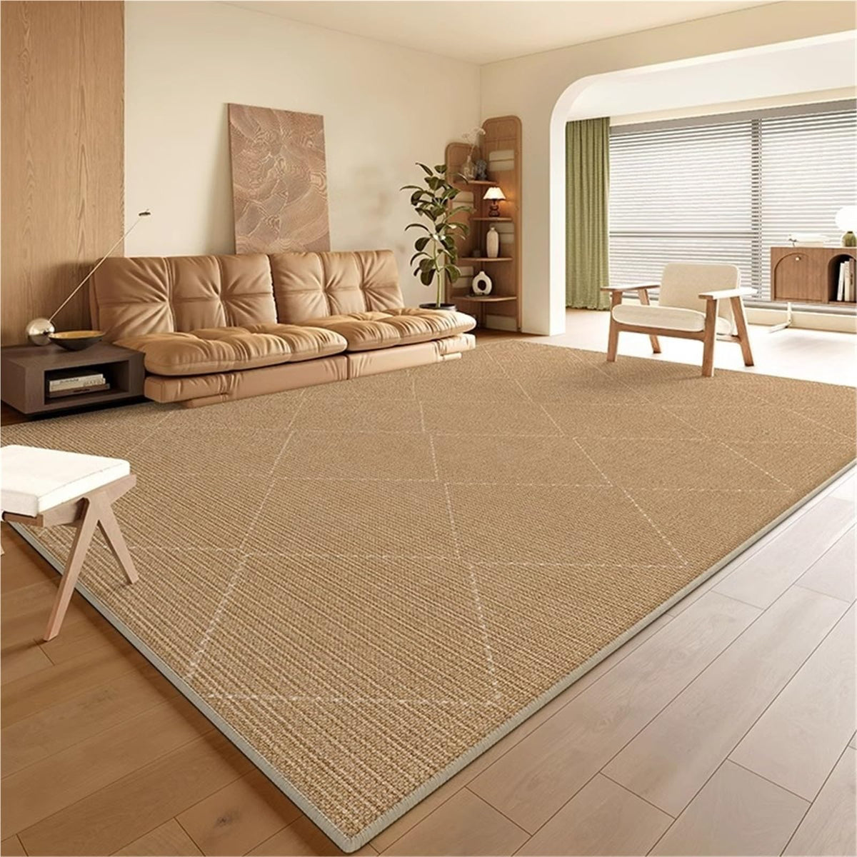 Modern Neutral Abstract Washable Area Rug, 10 x 15 Ft