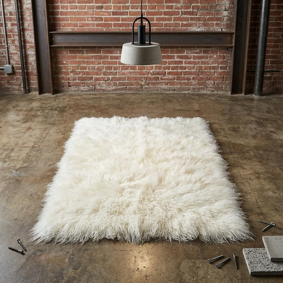 Ultra-Plush Flokati Wool Area Rug with 4-Inch Pile