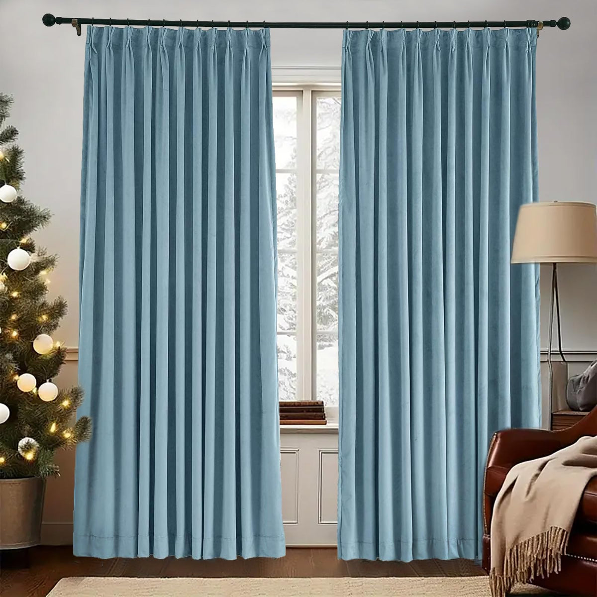 Gewvary Velvet Blackout Pinch Pleat Curtain Panel