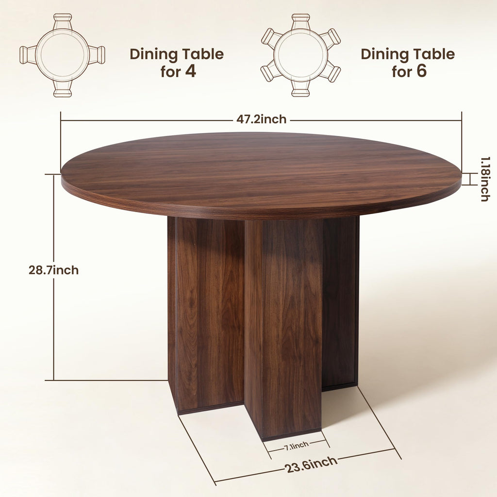 Monssuavt 47-Inch Round Dining Table with Storage for 4-6