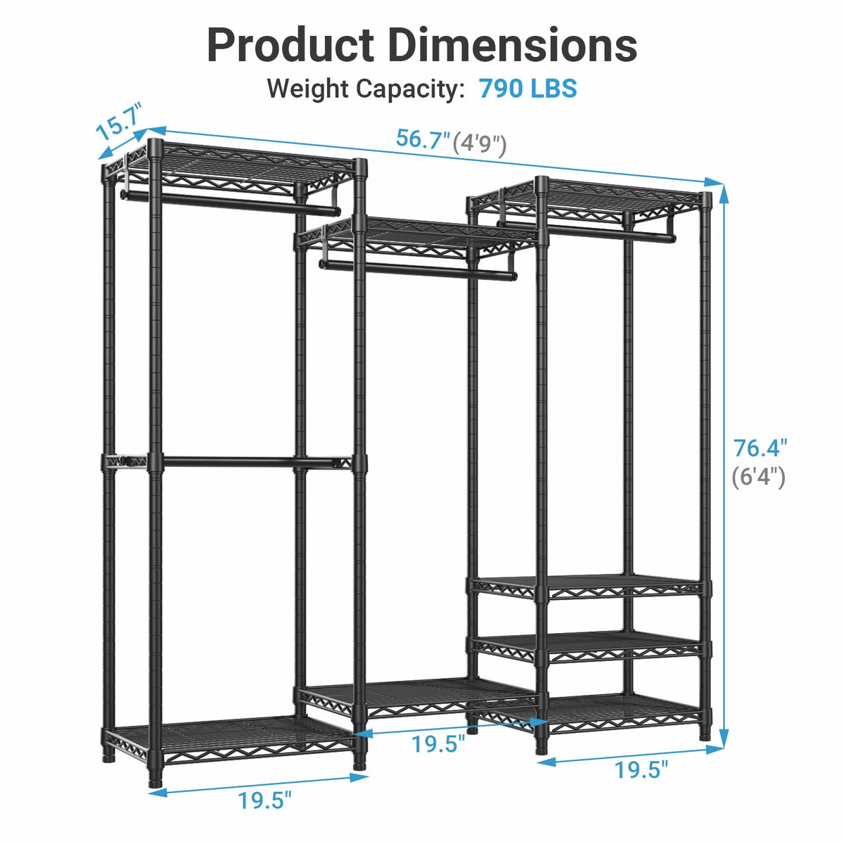 VIPEK V5 Heavy-Duty Freestanding Modular Closet Rack