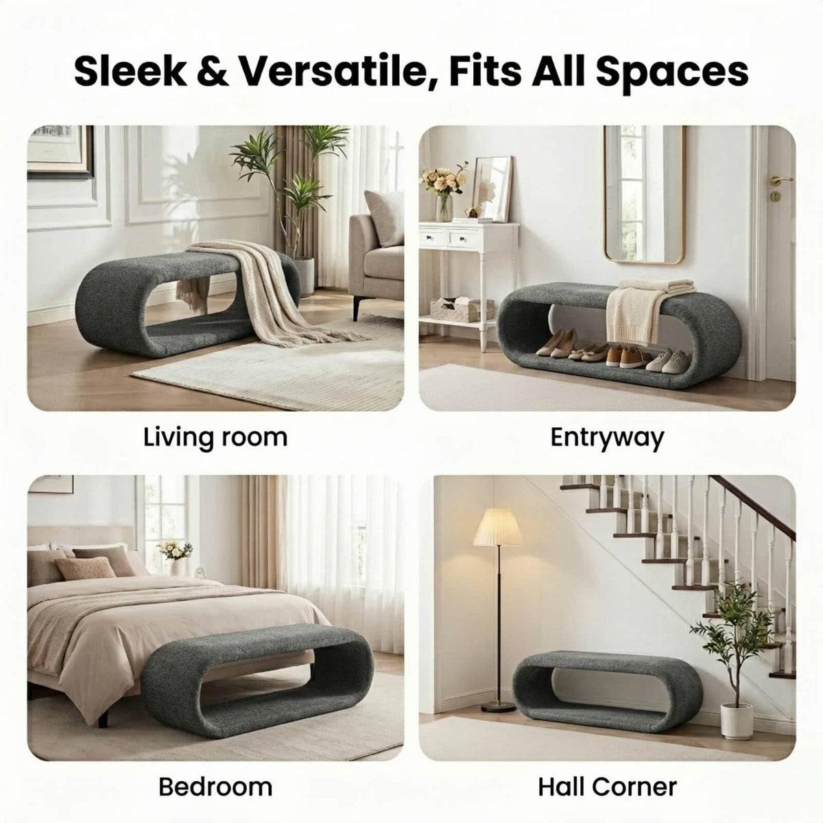 Yowan & Sillan Modern Upholstered Bench for Bedroom & Entryway