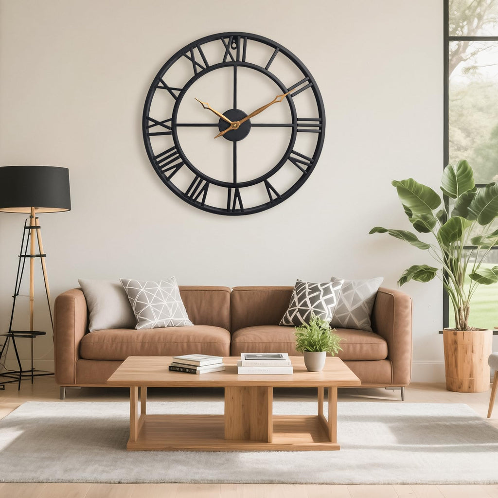 BBALOVEDRE Large Roman Numeral Decorative Metal Wall Clock