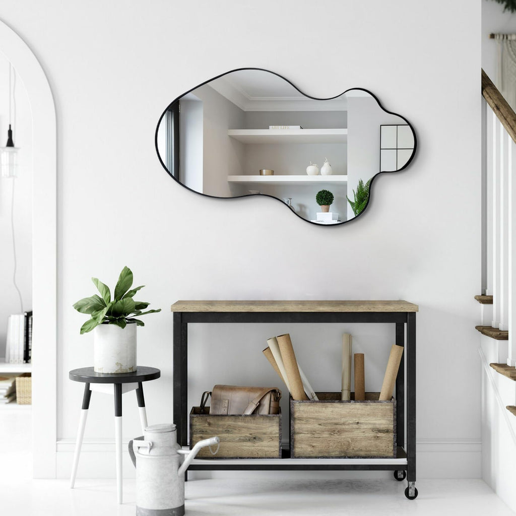 Flower-Shaped Decorative Metal Wall Mirror for Entryway