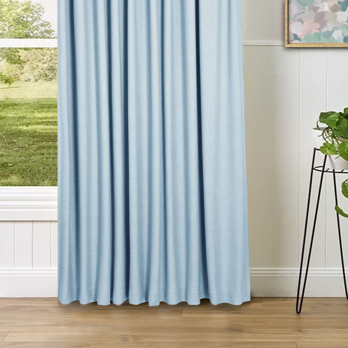 Frelement Light-Filtering Linen Pinch Pleat Curtains, 2 Panels