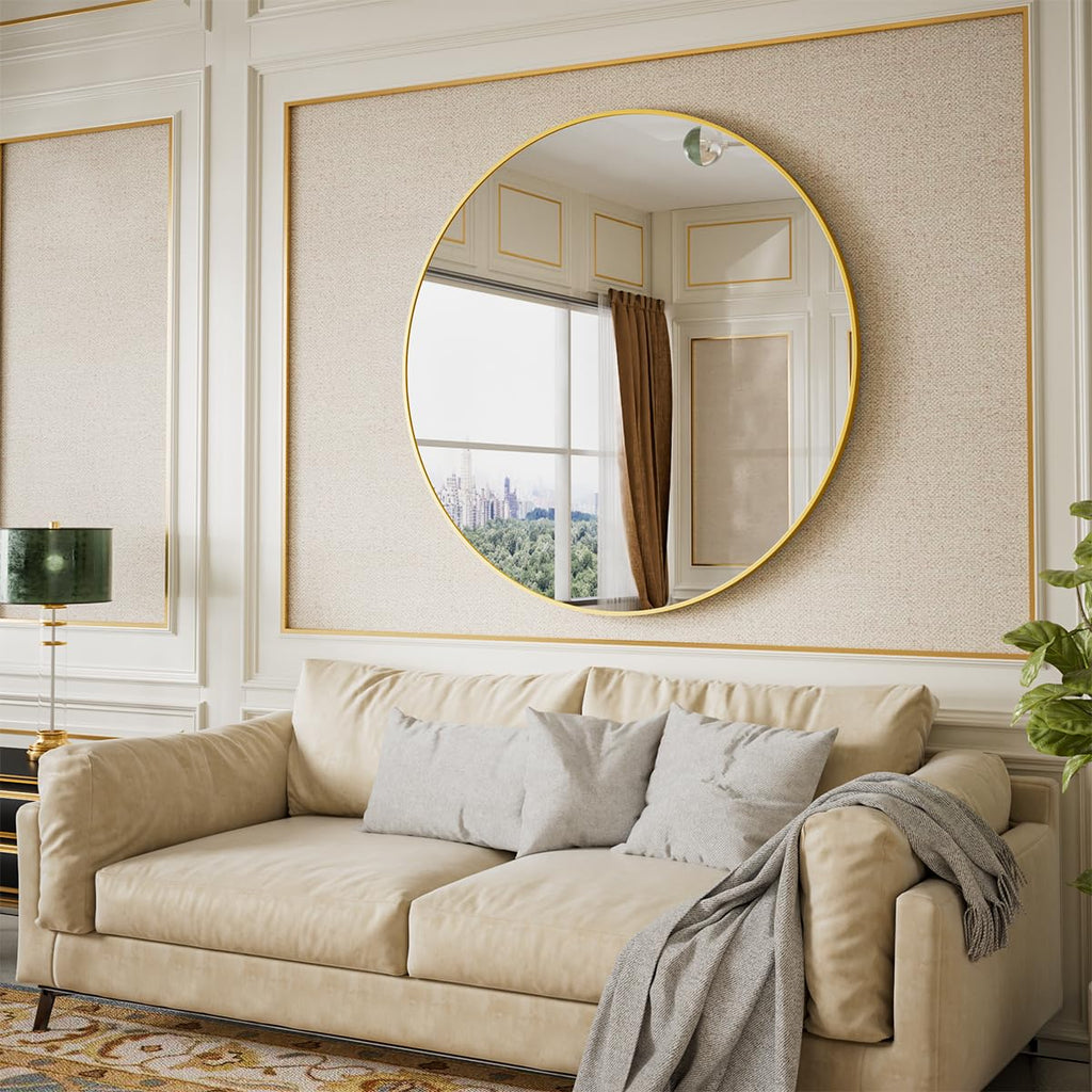 BEAUTYPEAK Round Metal Frame Decorative Wall Mirror