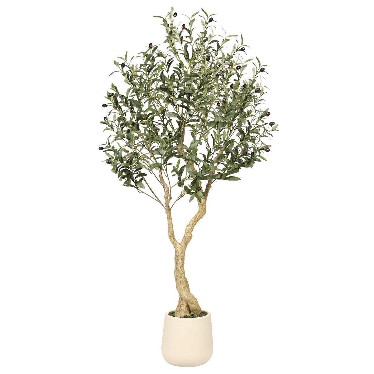Realead Tall Artificial Olive Tree with White Planter