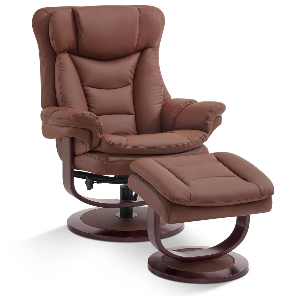 MCombo Swivel Recliner Chair with Ottoman & Wood Base