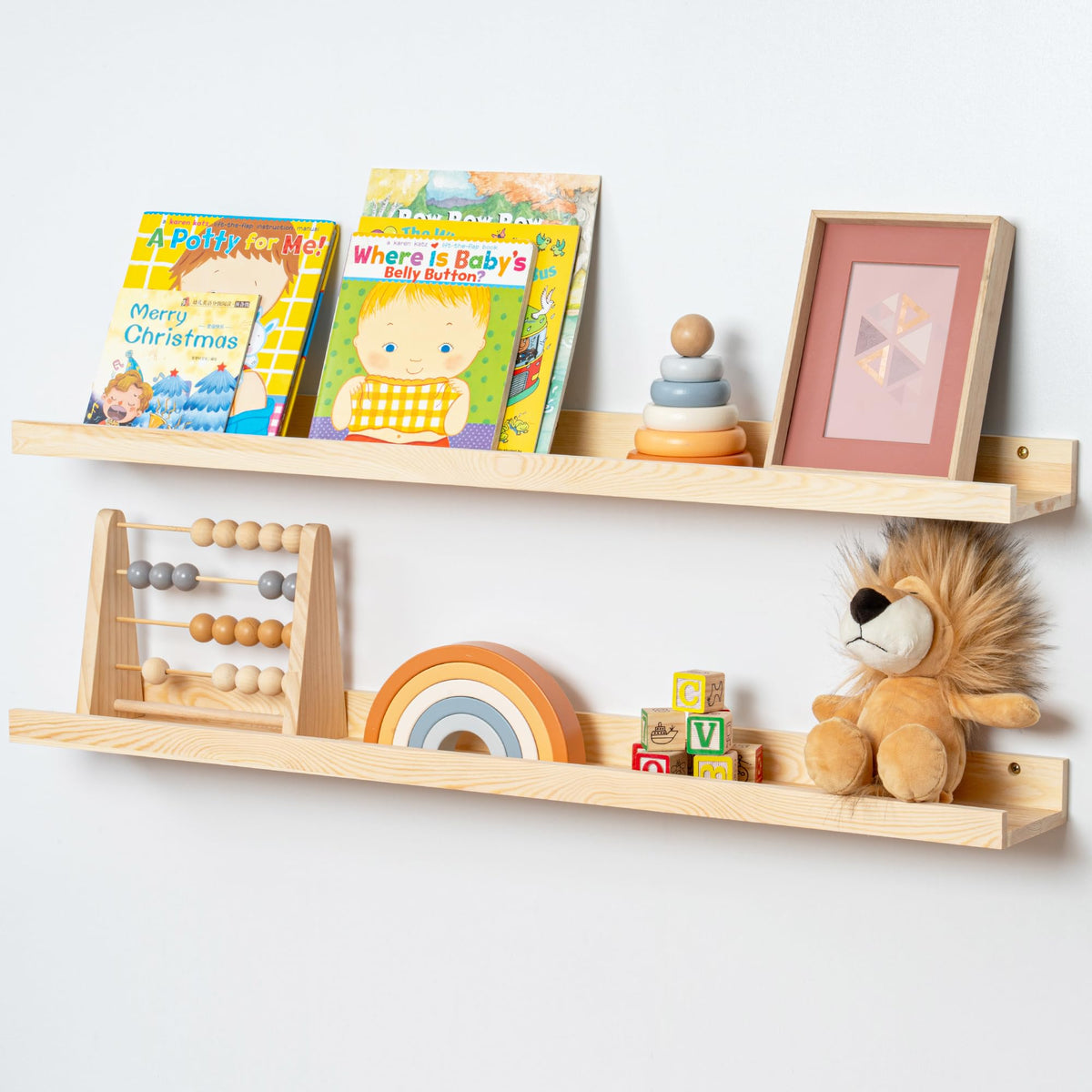 FLYJOE Solid Wood Picture Ledge Display Shelf