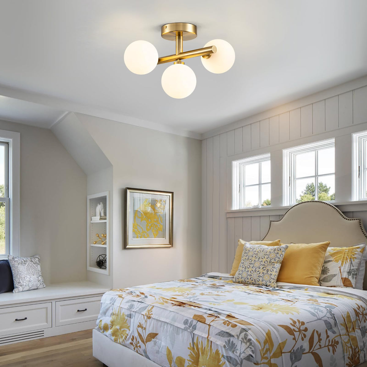 EDISLIVE Semi-Flush Mount Glass Globe Ceiling Light