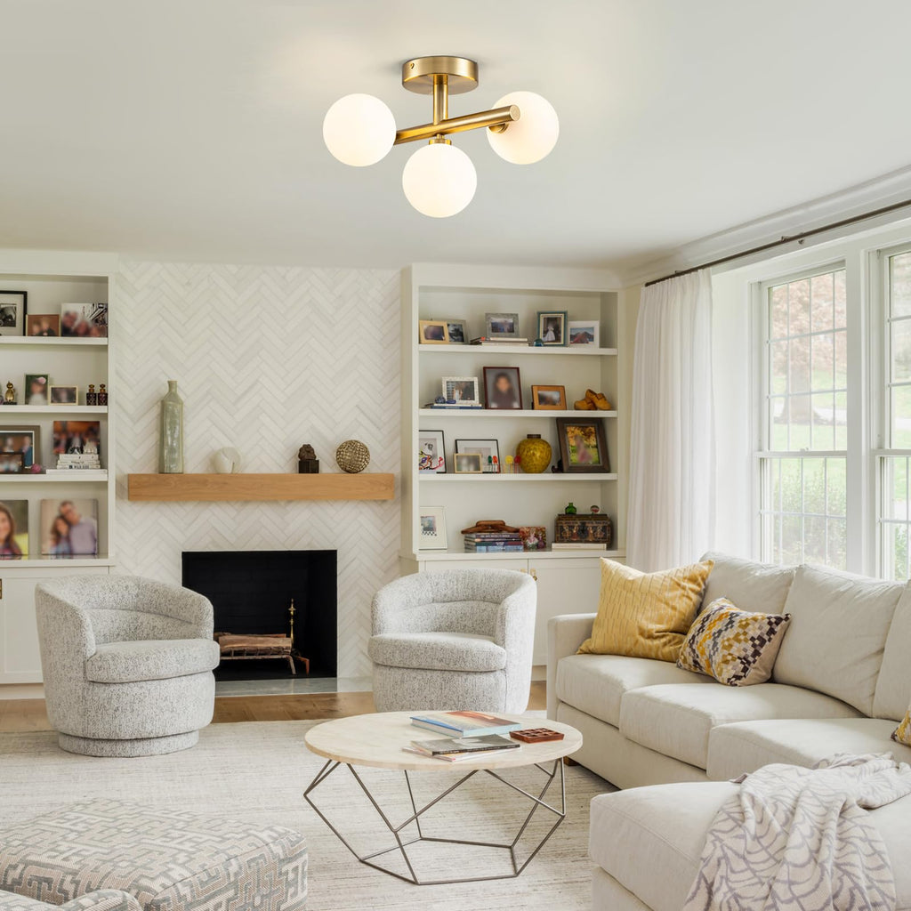 EDISLIVE Semi-Flush Mount Glass Globe Ceiling Light