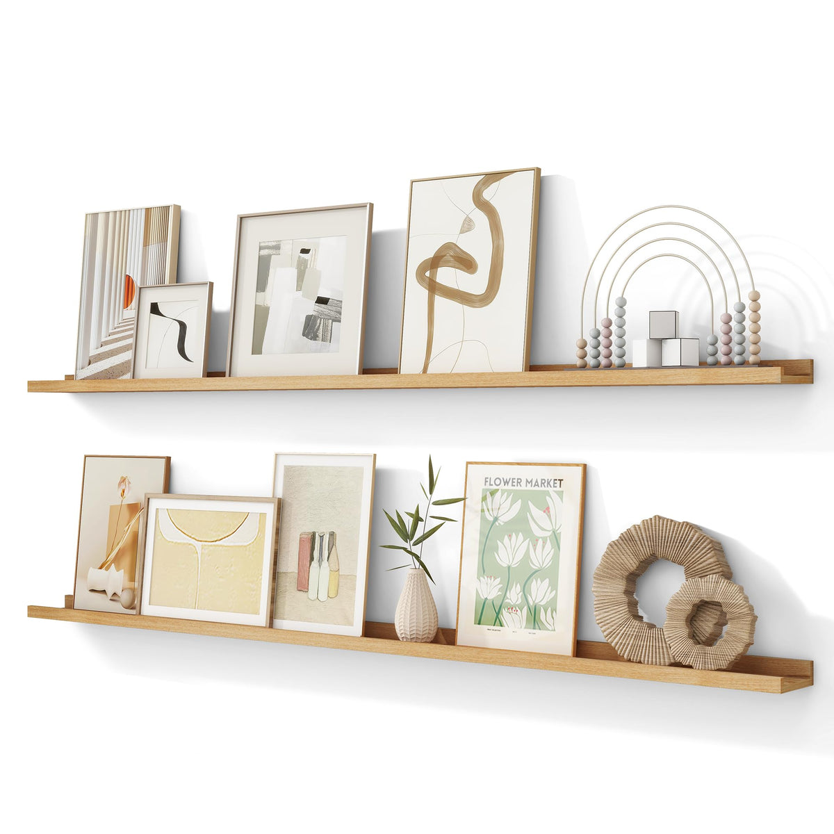 FLYJOE Solid Wood Picture Ledge Display Shelf
