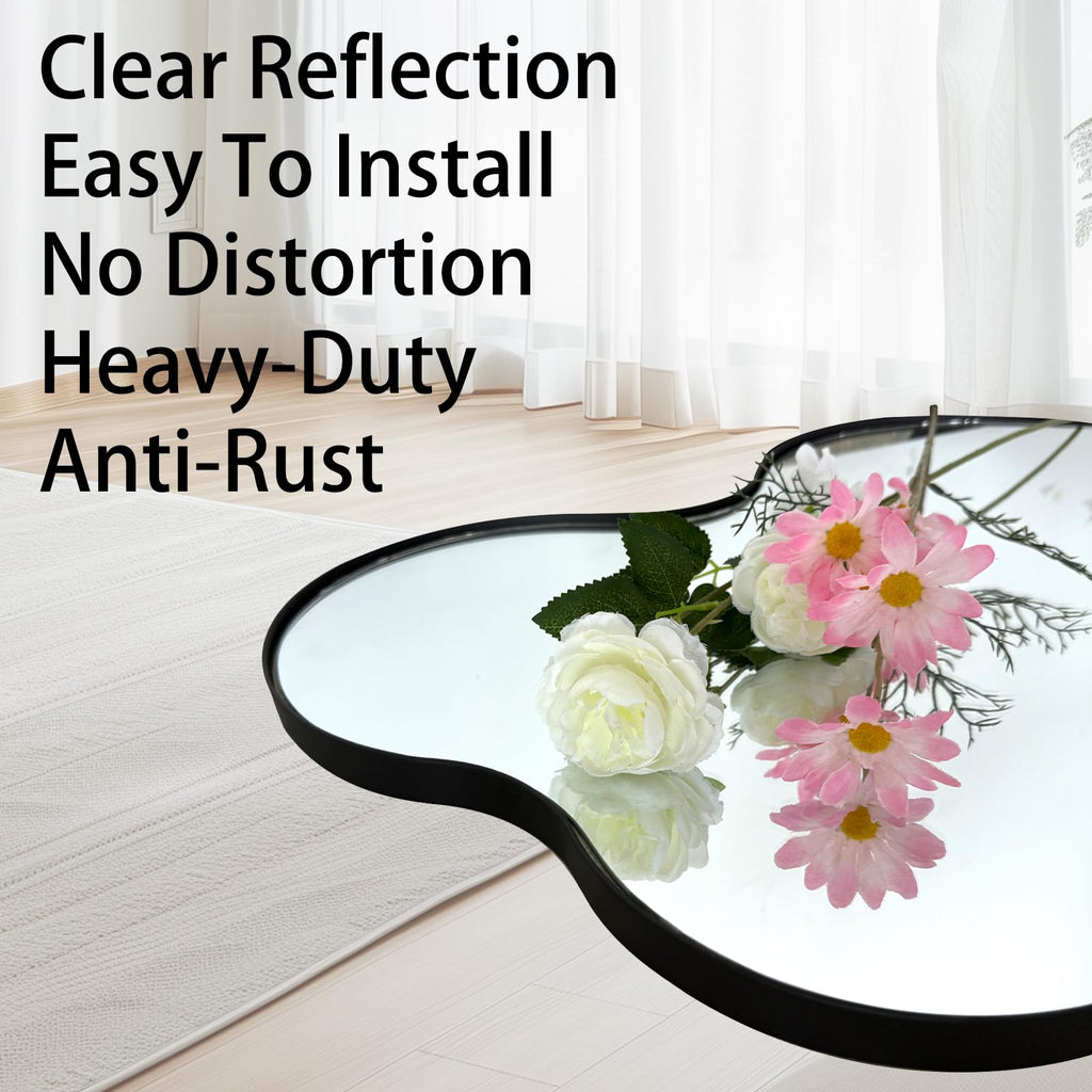Flower-Shaped Decorative Metal Wall Mirror for Entryway
