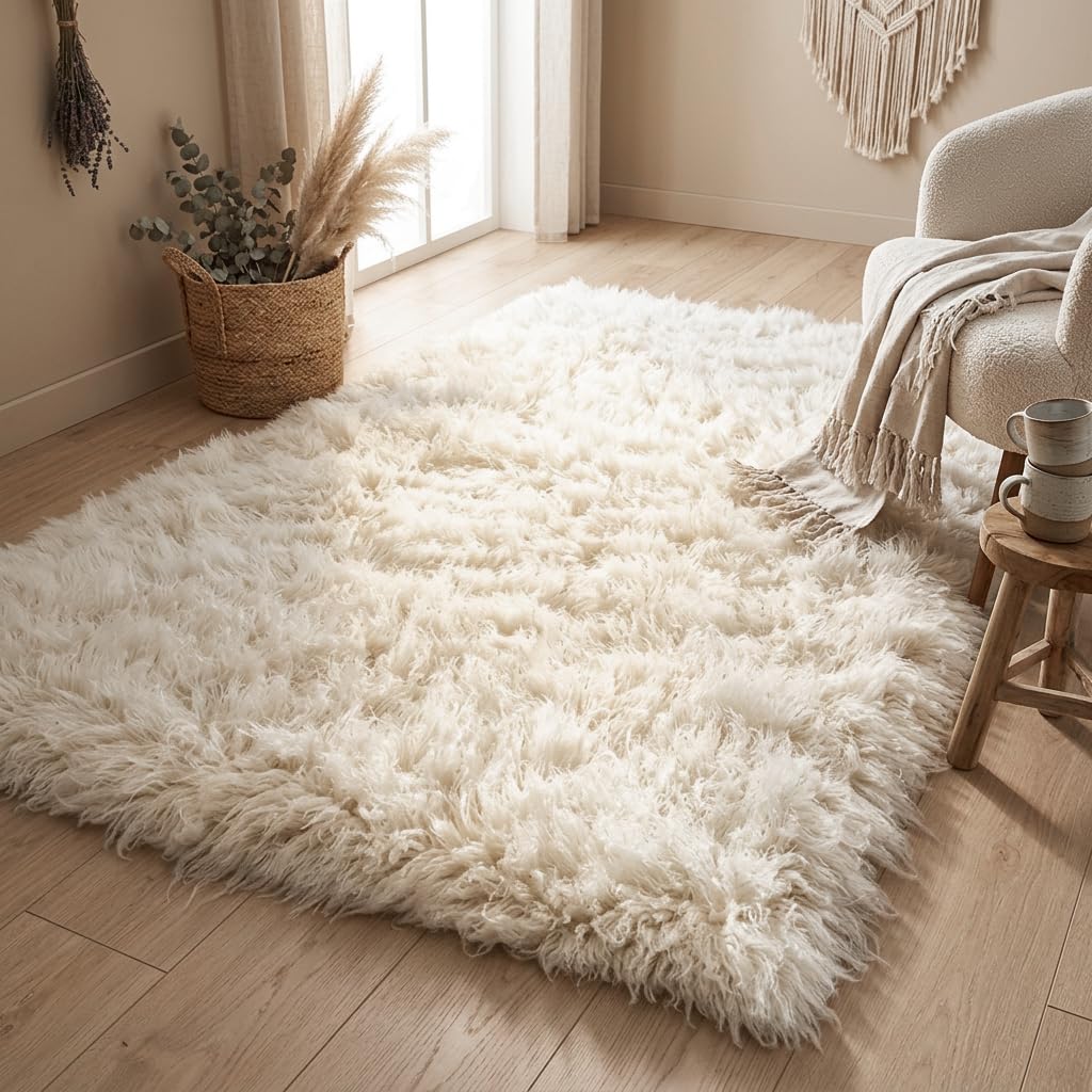 Ultra-Plush Flokati Wool Area Rug with 4-Inch Pile