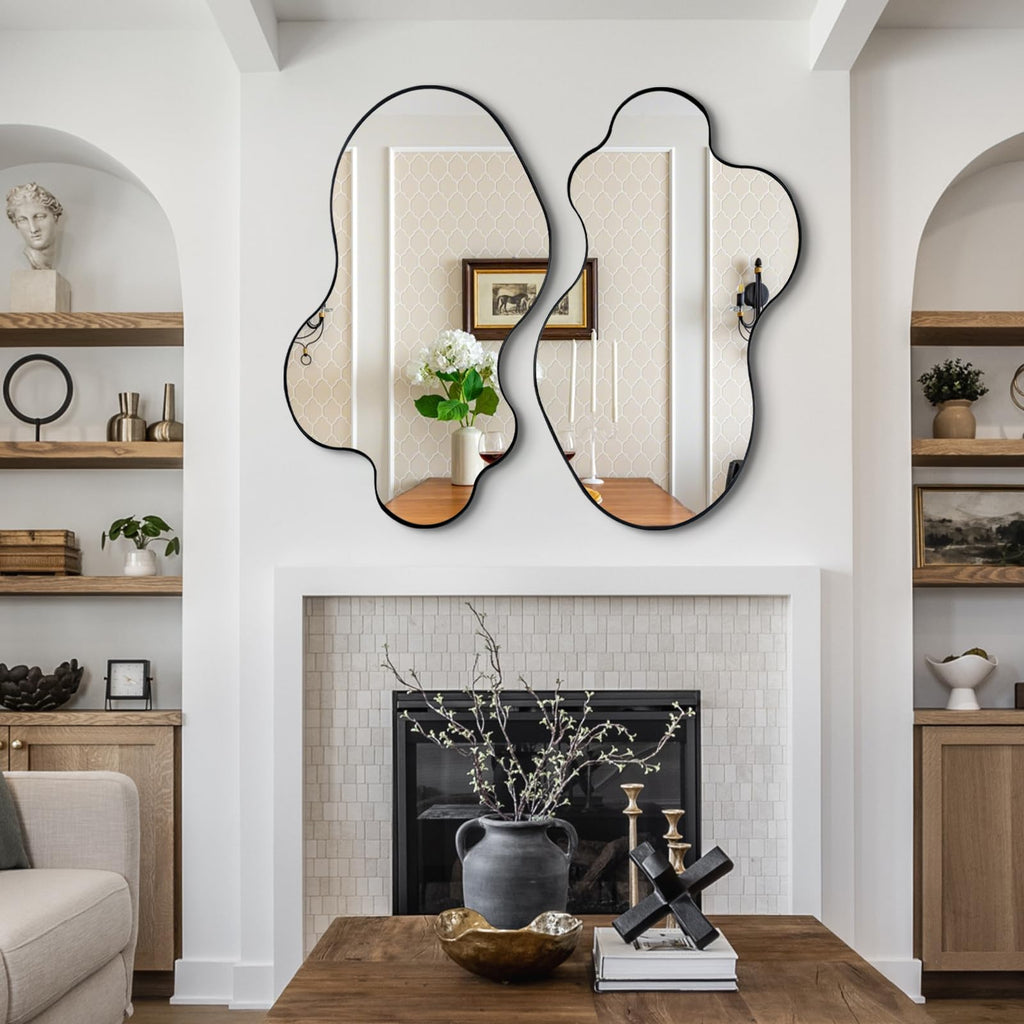 Flower-Shaped Decorative Metal Wall Mirror for Entryway