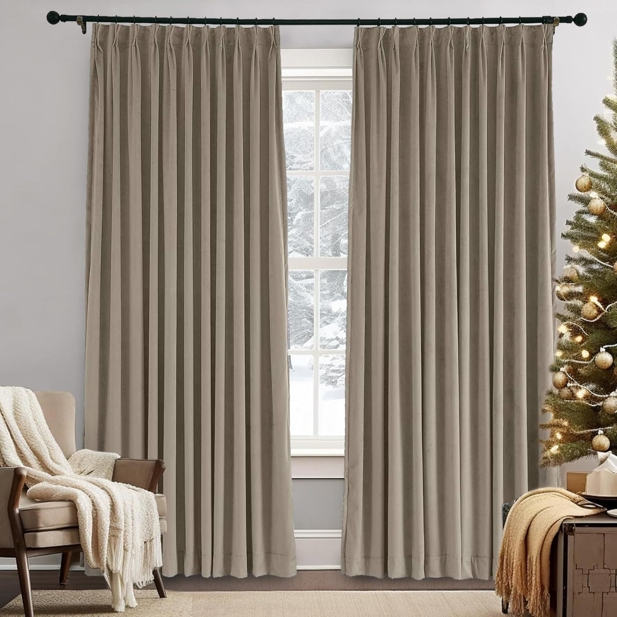 Gewvary Velvet Blackout Pinch Pleat Curtain Panel