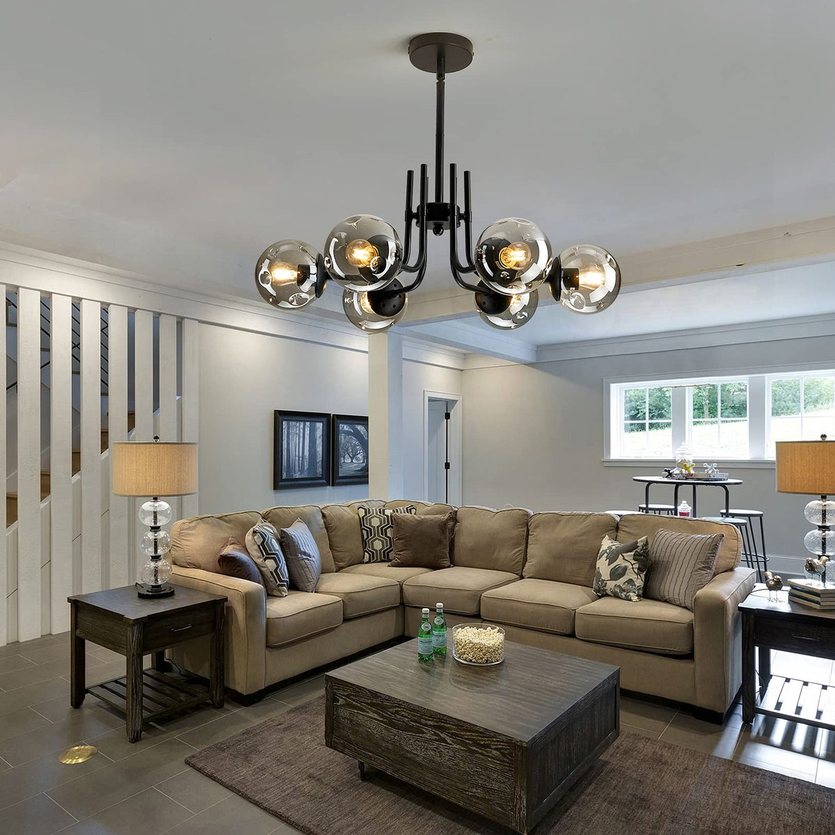 Modern Glass Globe Chandelier Ceiling Light Fixture
