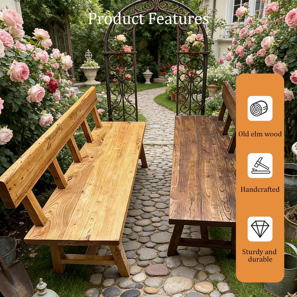 CJWKXQOL Solid Wood Farmhouse Entryway Bench with Triangular Legs