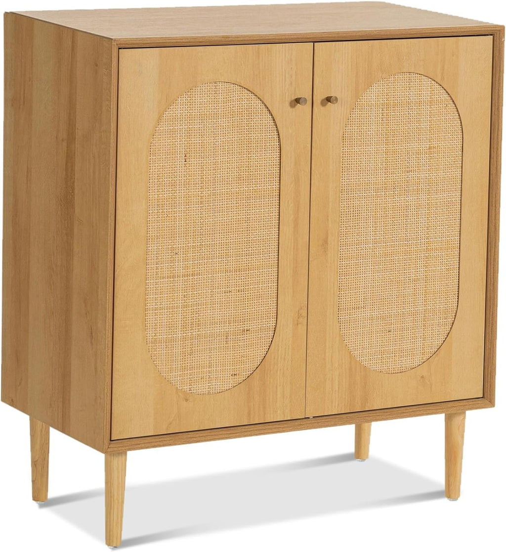 Boho Rattan Sideboard Cabinet with Adjustable Shelves