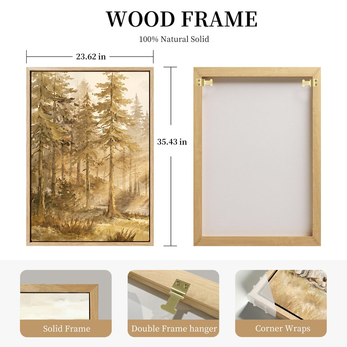 3-Piece Framed Minimalist Canvas Wall Art, 24 x 36 Inch