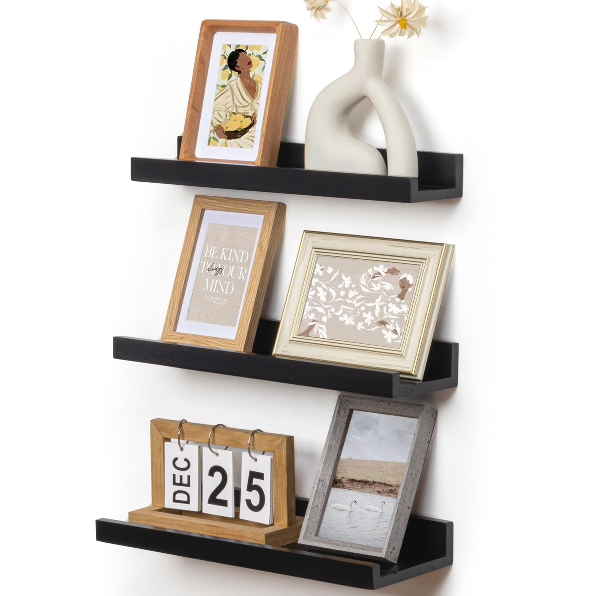 FLYJOE Solid Wood Picture Ledge Display Shelf