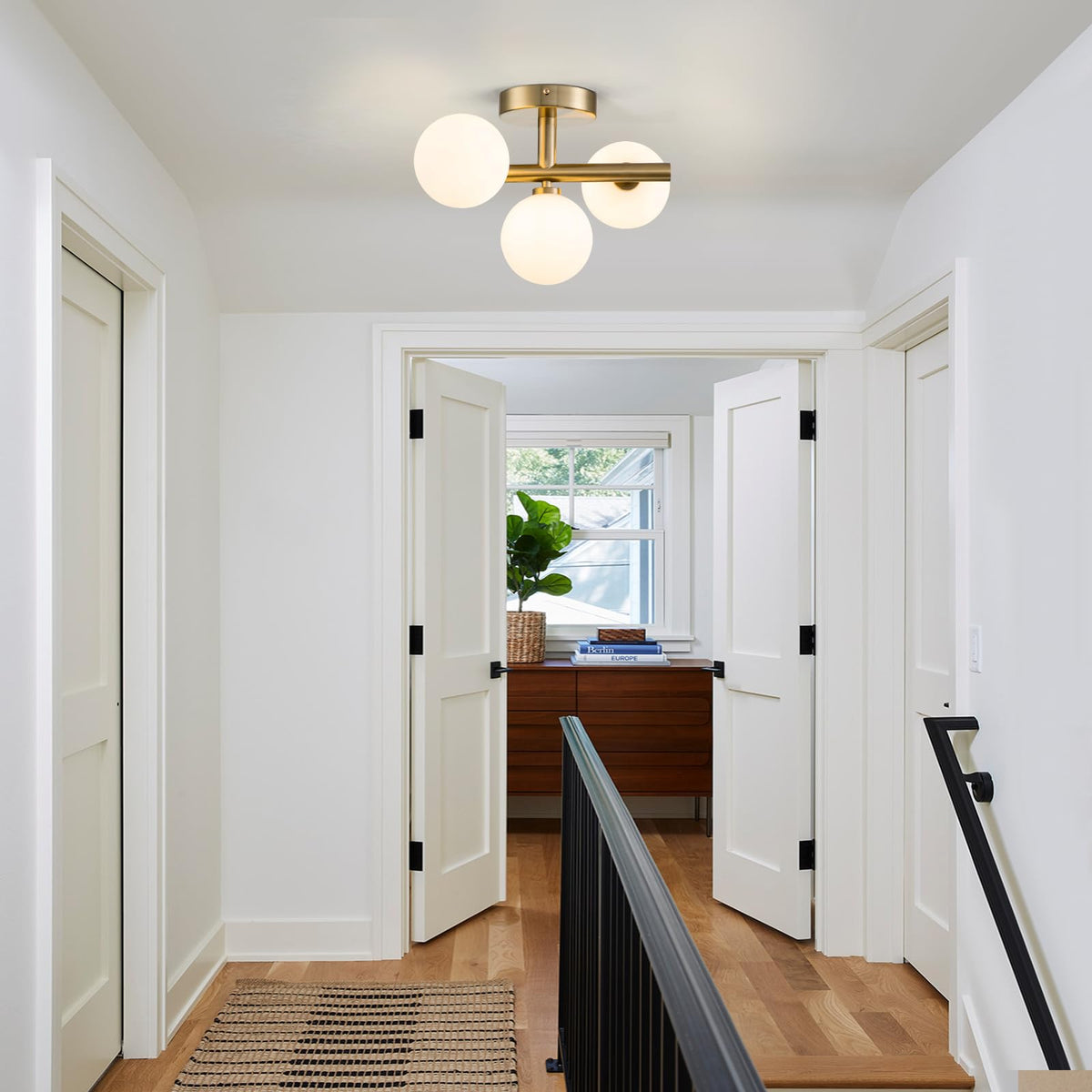 EDISLIVE Semi-Flush Mount Glass Globe Ceiling Light