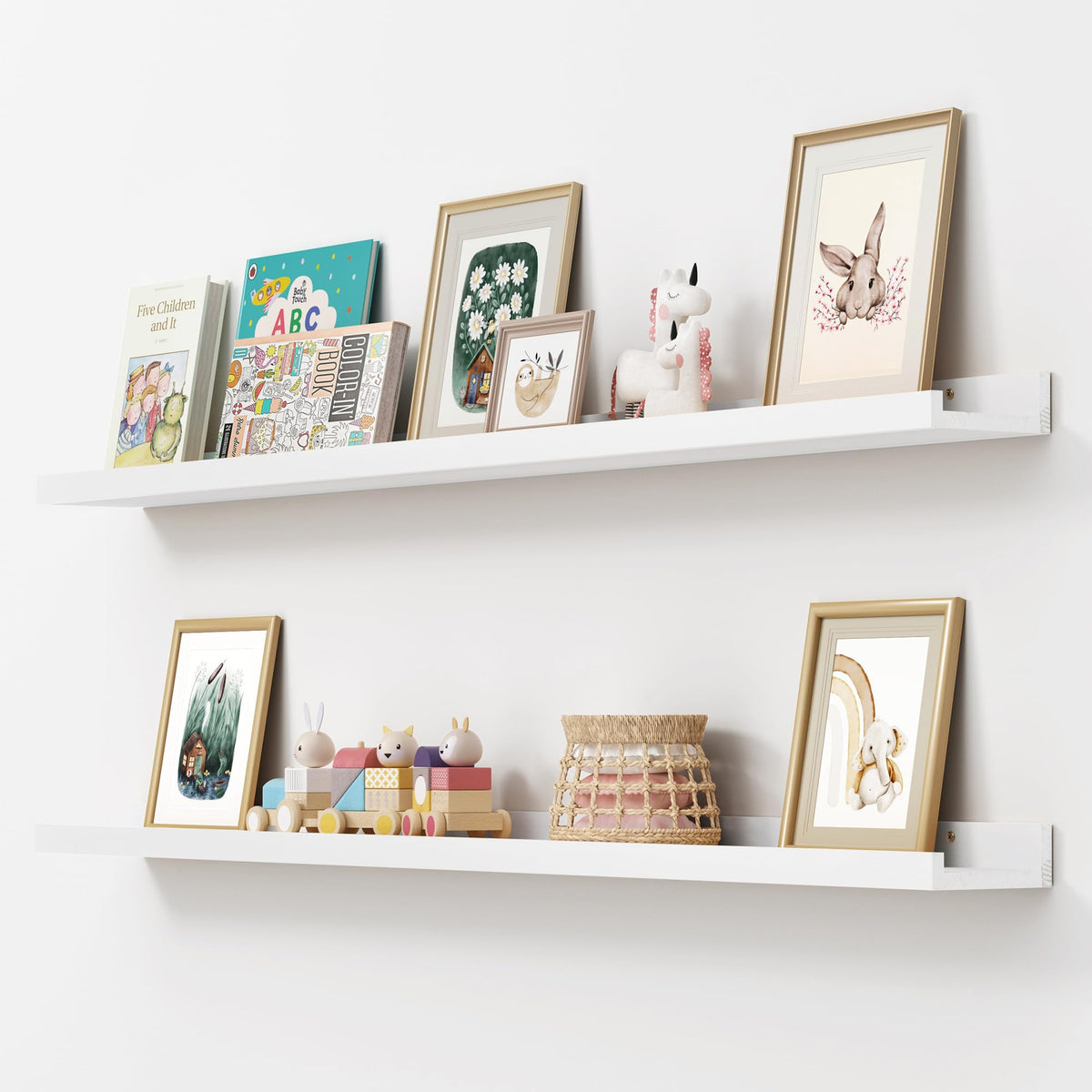 FLYJOE Solid Wood Picture Ledge Display Shelf