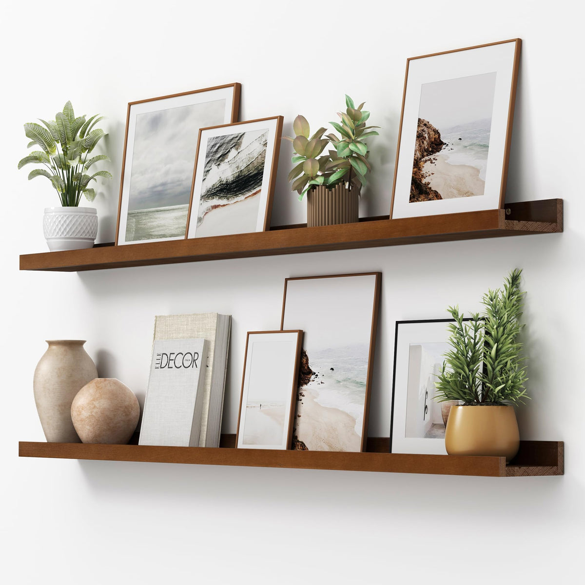 FLYJOE Solid Wood Picture Ledge Display Shelf