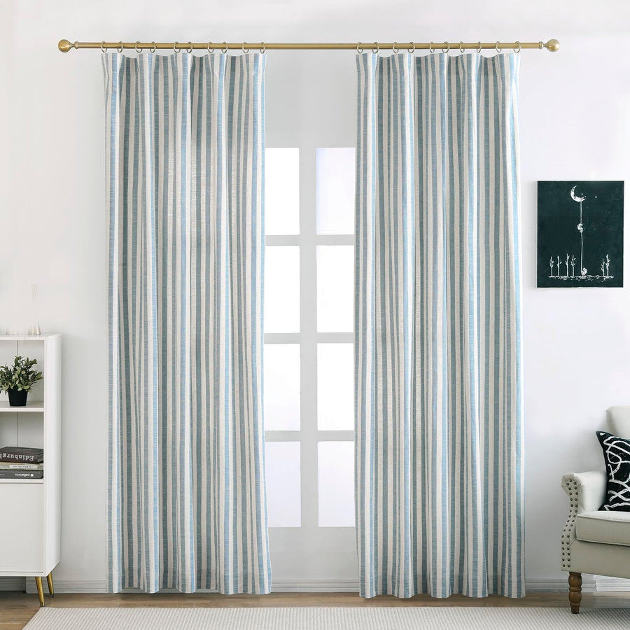 DotheDrape Striped Linen Light-Filtering Curtains, 2 Panels