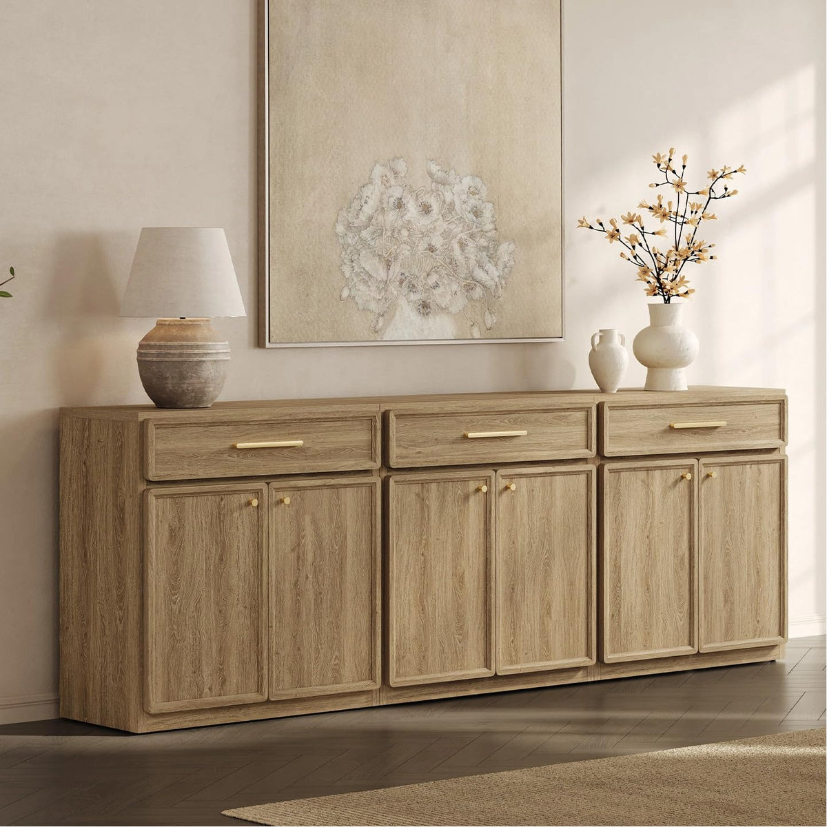 SICOTAS Modern Buffet Sideboard Cabinet with Doors & Shelves