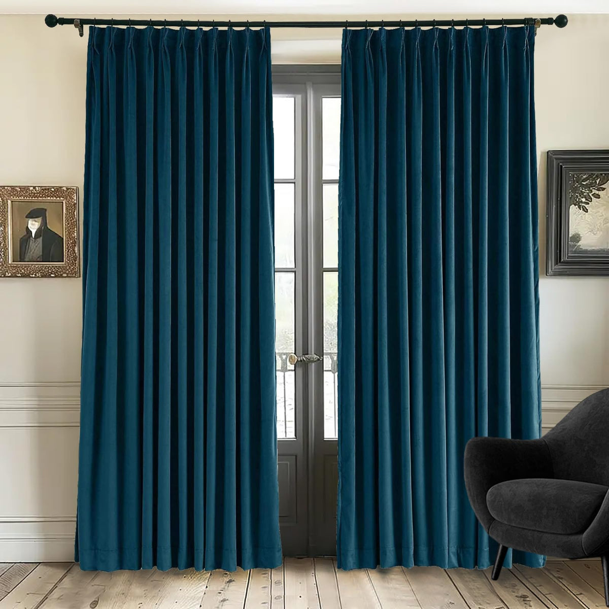 Gewvary Velvet Blackout Pinch Pleat Curtain Panel