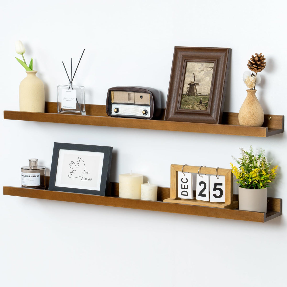 FLYJOE Solid Wood Picture Ledge Display Shelf