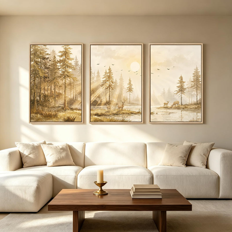 3-Piece Framed Minimalist Canvas Wall Art, 24 x 36 Inch