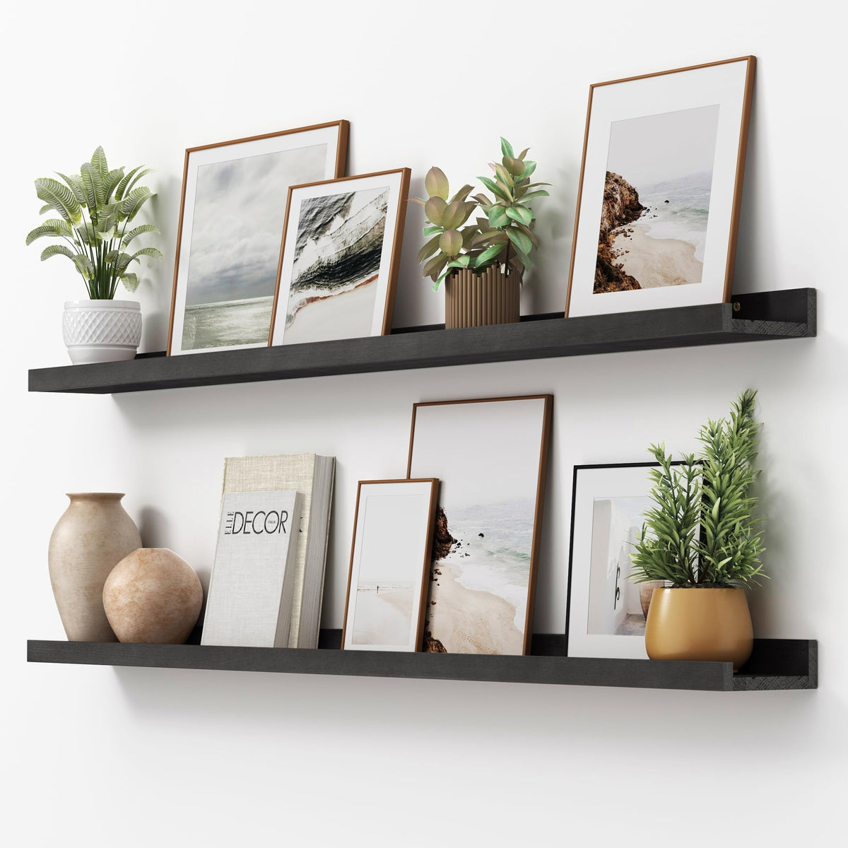 FLYJOE Solid Wood Picture Ledge Display Shelf